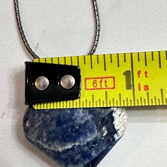 SODALITE GEMSTONE HEART PENDANT NECKLACE BLUE 23’ BOX CHAIN EUC 0684 R - Picture 5 of 11